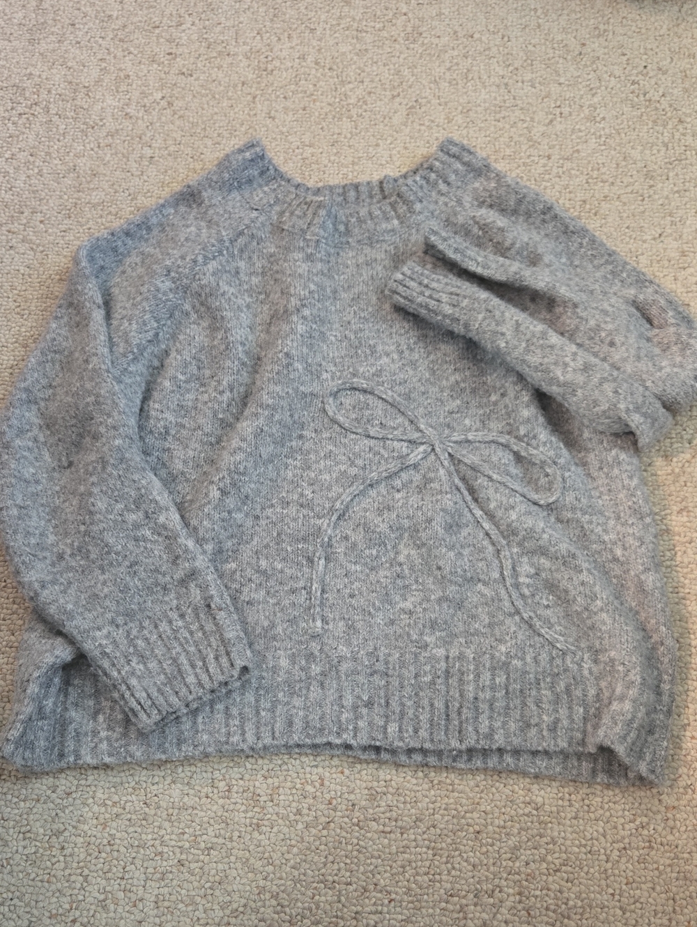 Terry Sky Gray Tie-Front Sweater Size 0X (14W)